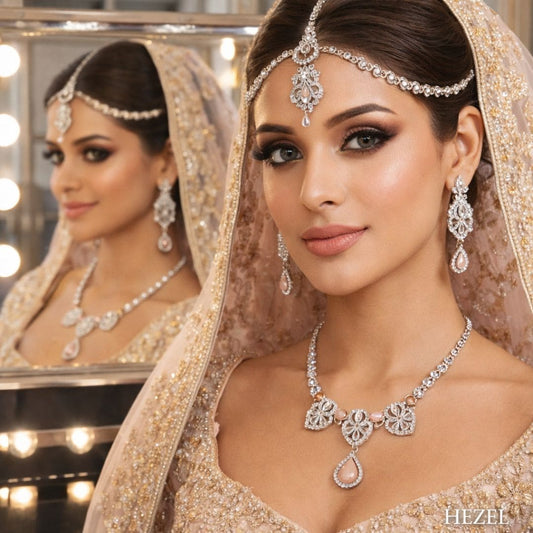 Classic Silver Tear-Drop Necklace Set