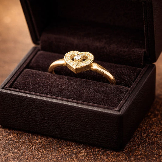 Golden Heart Halo Ring