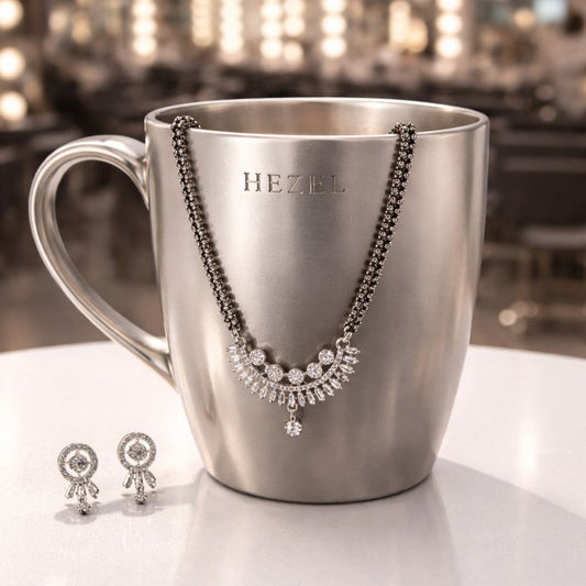 Imperial Sparkle Silver Mangalsutra Set