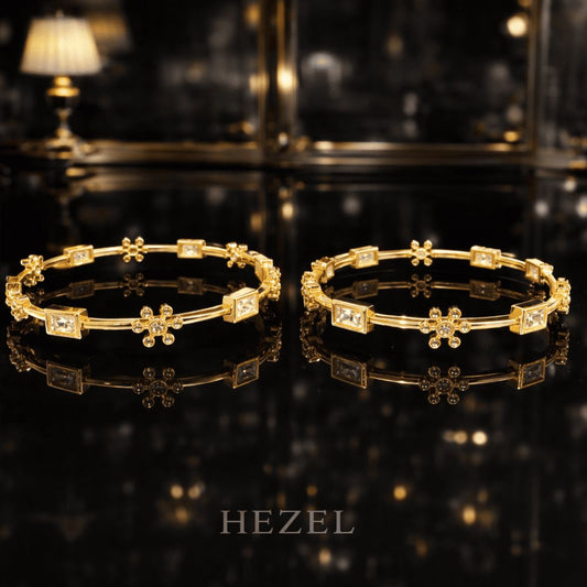 Floral Gold-Tone Bangle Bracelet Set