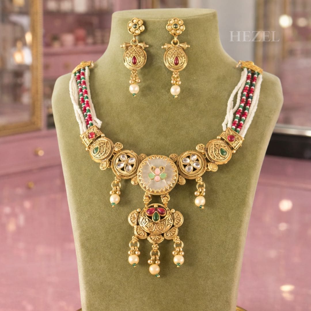 Gold-Polish Jewelry Necklace Set