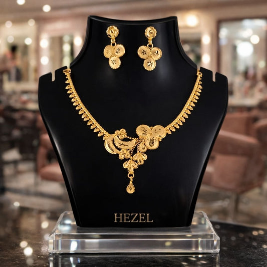Blossom Crest Gold Necklace Set