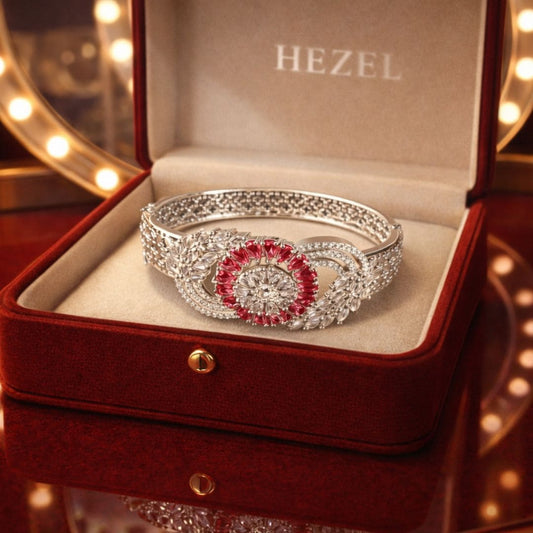 Ruby Halo Silver-Tone Bracelet