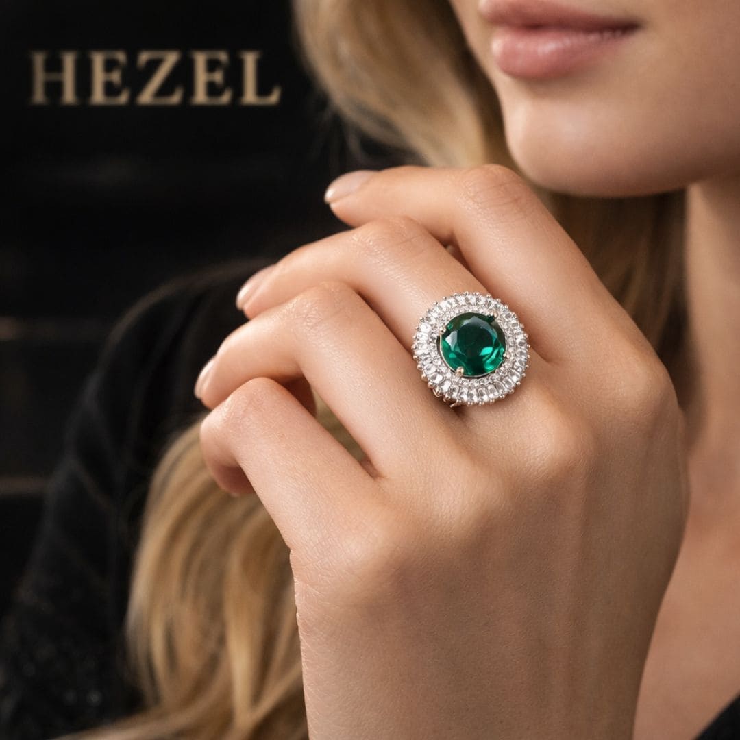 Royal Emerald Halo Ring