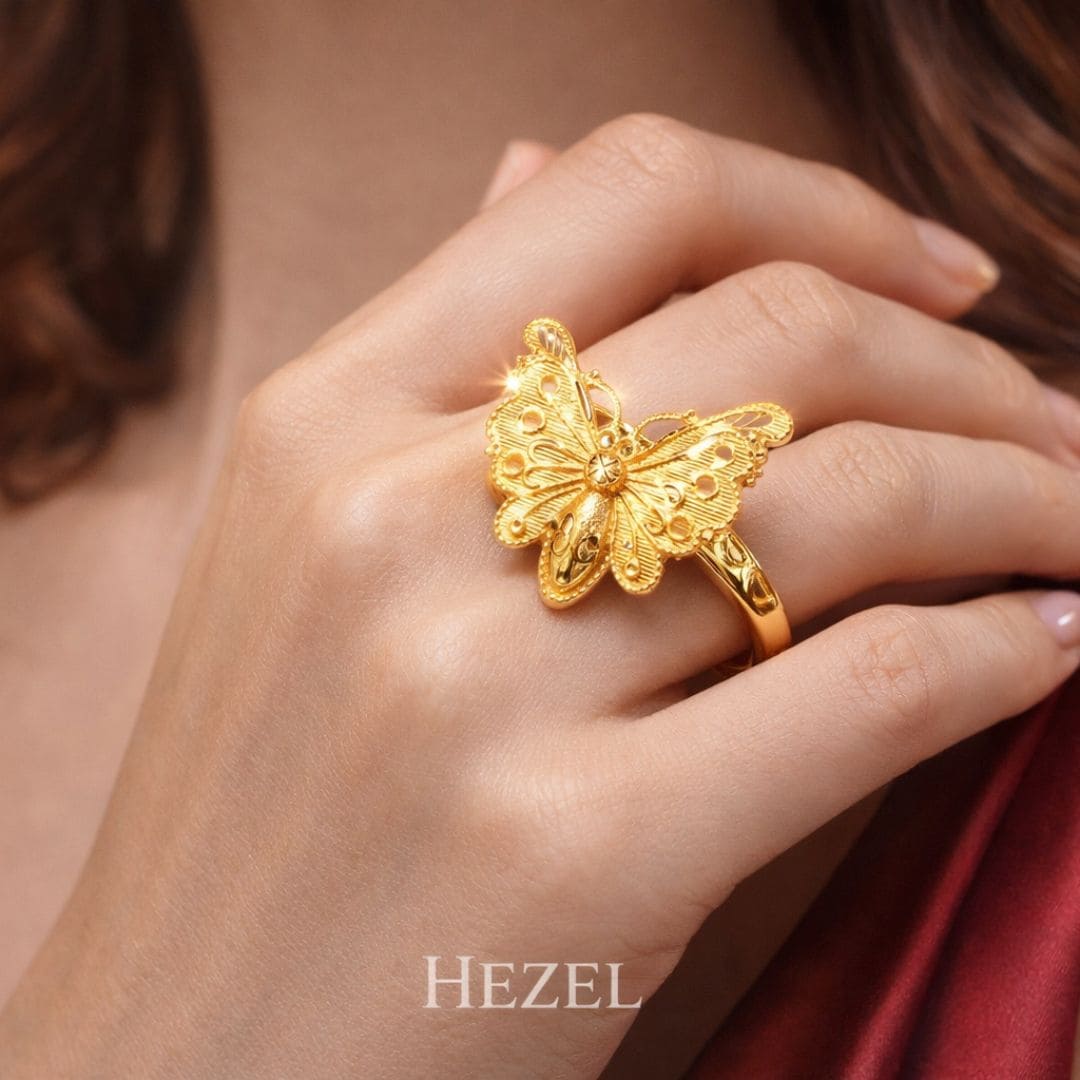Golden Butterfly Statement Ring