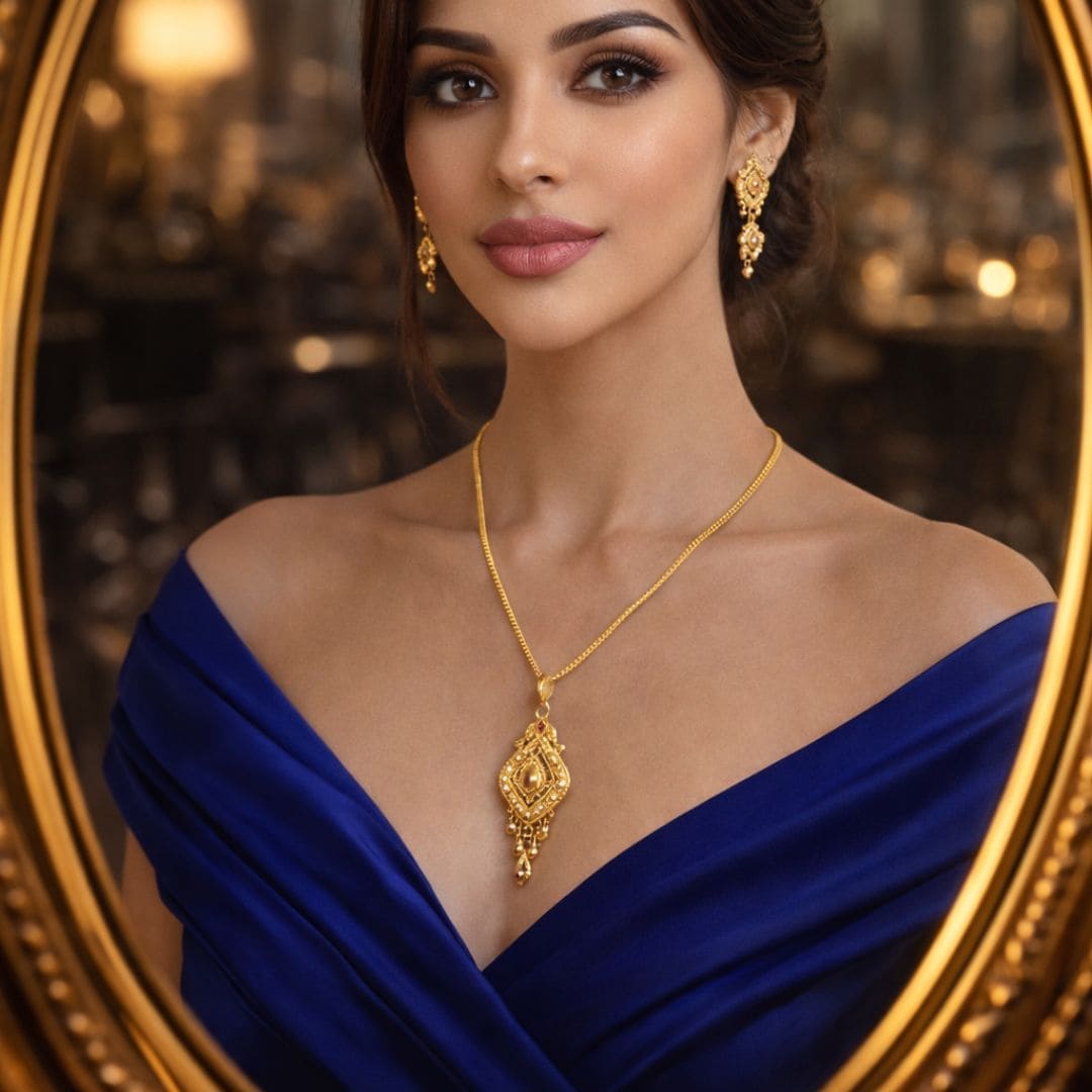 Classic Gold Floral Pendant Necklace Set