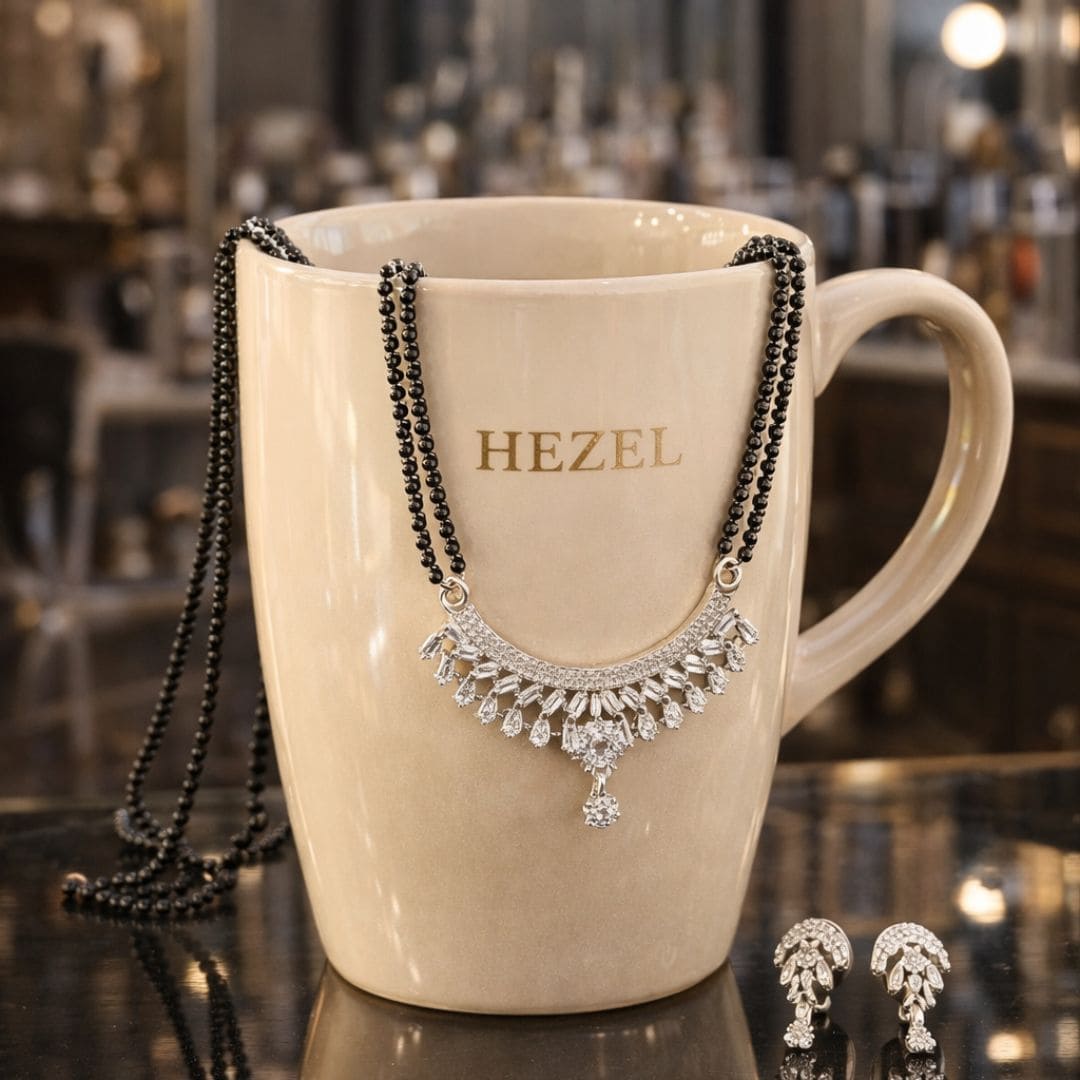 Imperial Sparkle Silver Mangalsutra Set