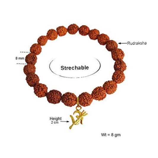 Om Trishul Charm Rudraksha Bracelet