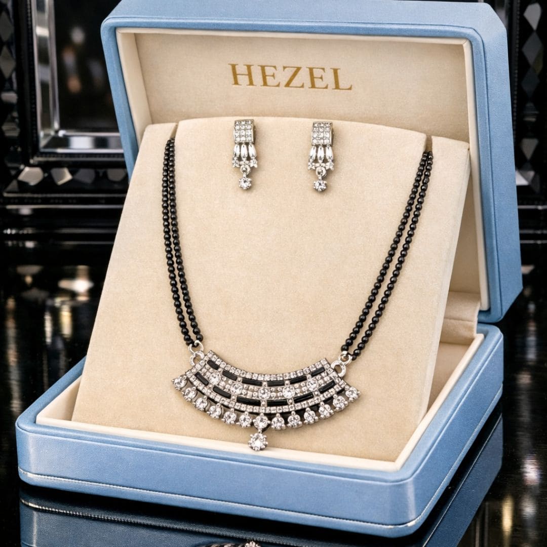 Classic Crescent Silver Mangalsutra Set