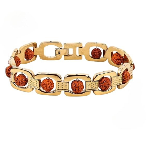 Handcrafted Gold Plated 5 Mukhi Rudraksha Bracelet
