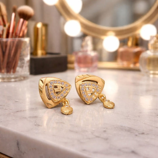 Traditional Gold-Tone Pendant Necklace Set with Earrings