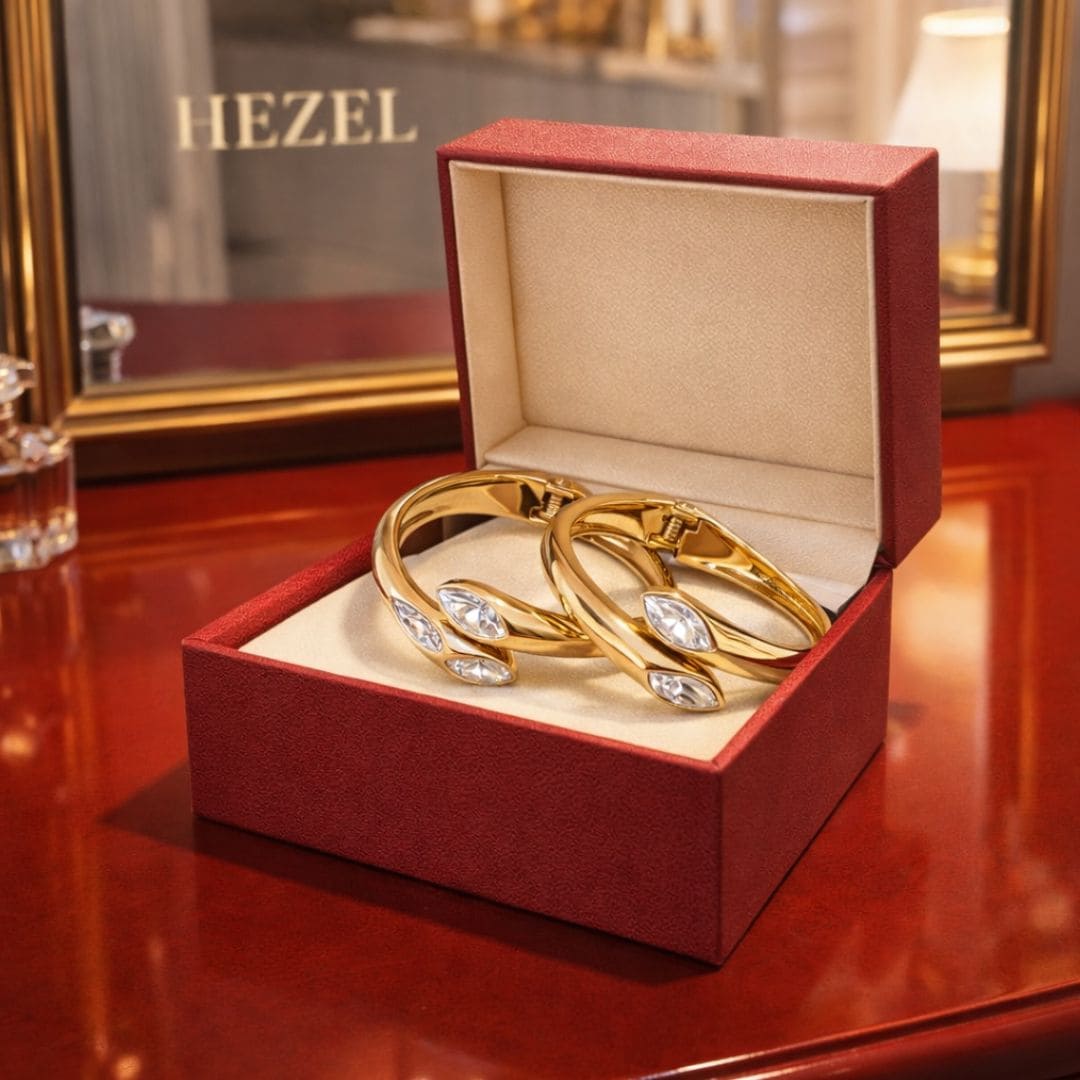 Twin-Stone Open Adjustable Bangle