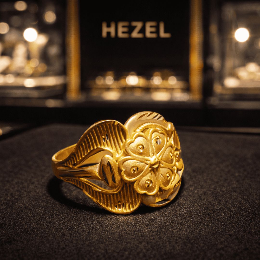 Traditional Gold-Tone Peacock Motif Statement Ring