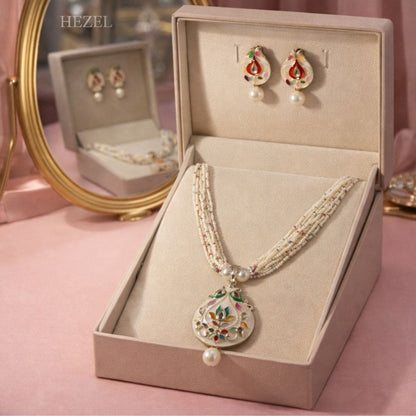 Royal Meenakari Pearl Pendant Necklace Set