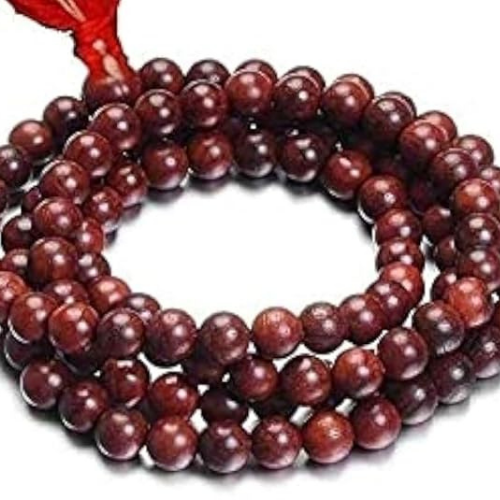 Original Red Chandan Wooden Bead Mala