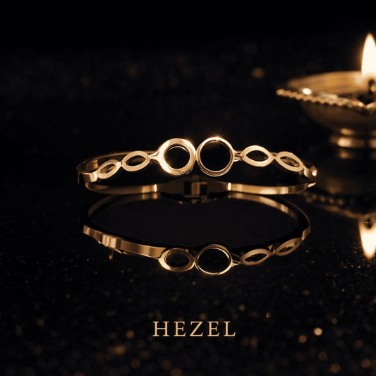 Modern Black Enamel Gold-Tone Open Cuff Bracelet