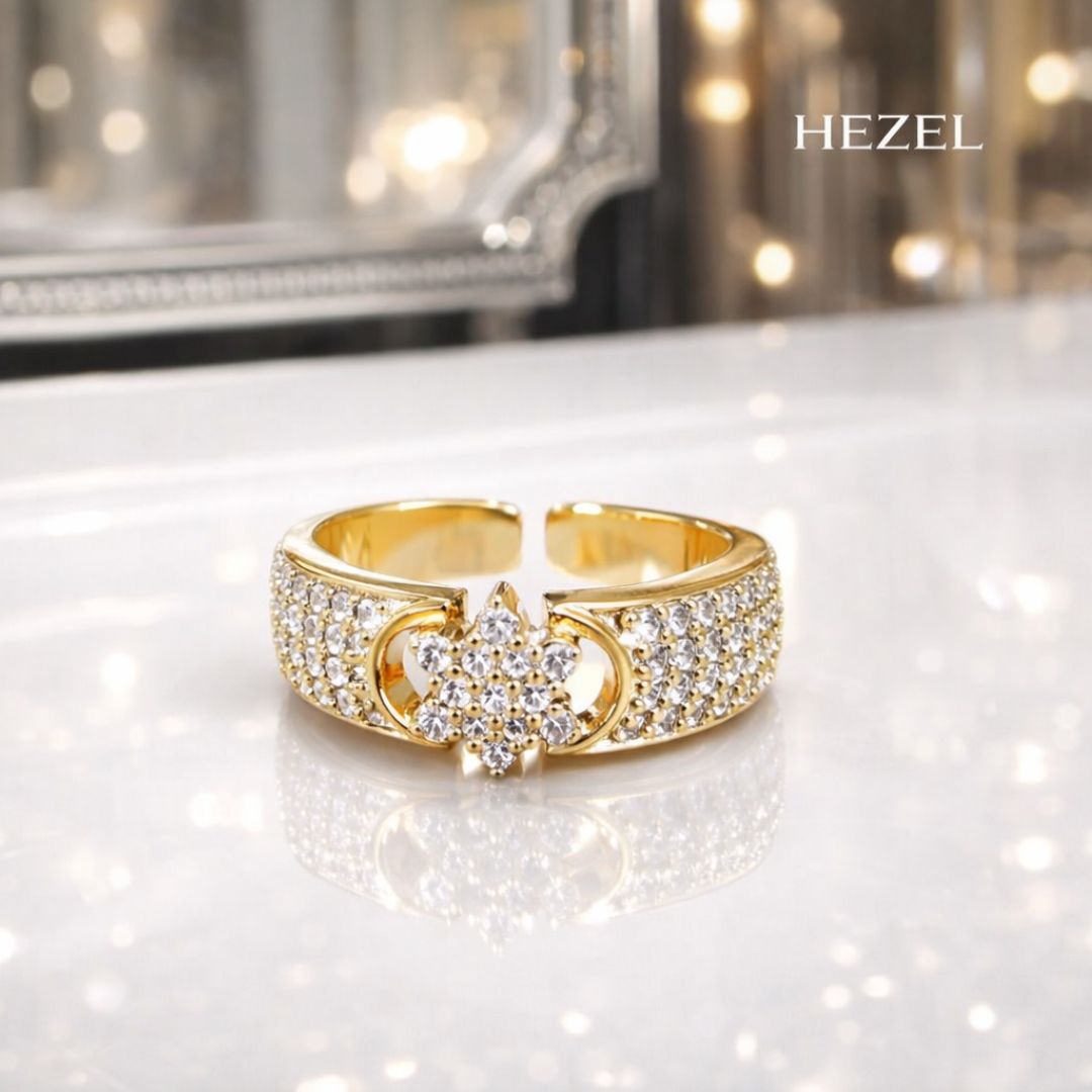 Gold-Tone Kundan Floral Ring