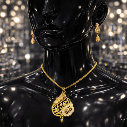 Traditional Gold-Tone Pendant Necklace Set