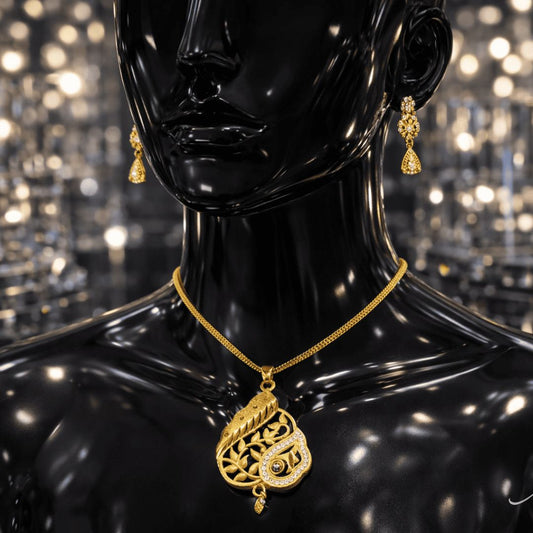 Traditional Gold-Tone Pendant Necklace Set