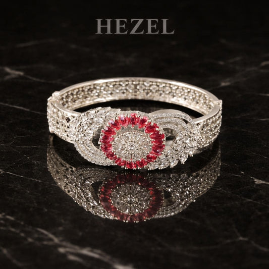Ruby Halo Silver-Tone Bracelet
