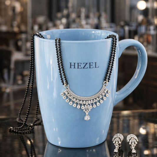 Classic Crescent Silver Mangalsutra Set