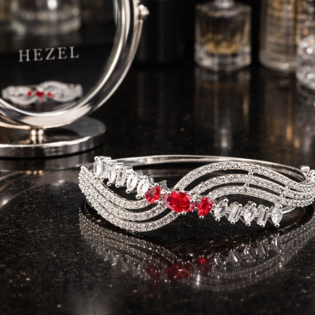 Pink Crystal Wave Adjustable Bracelet