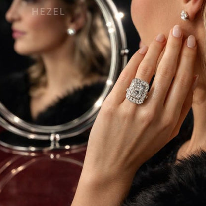 Radiant Square Halo Ring