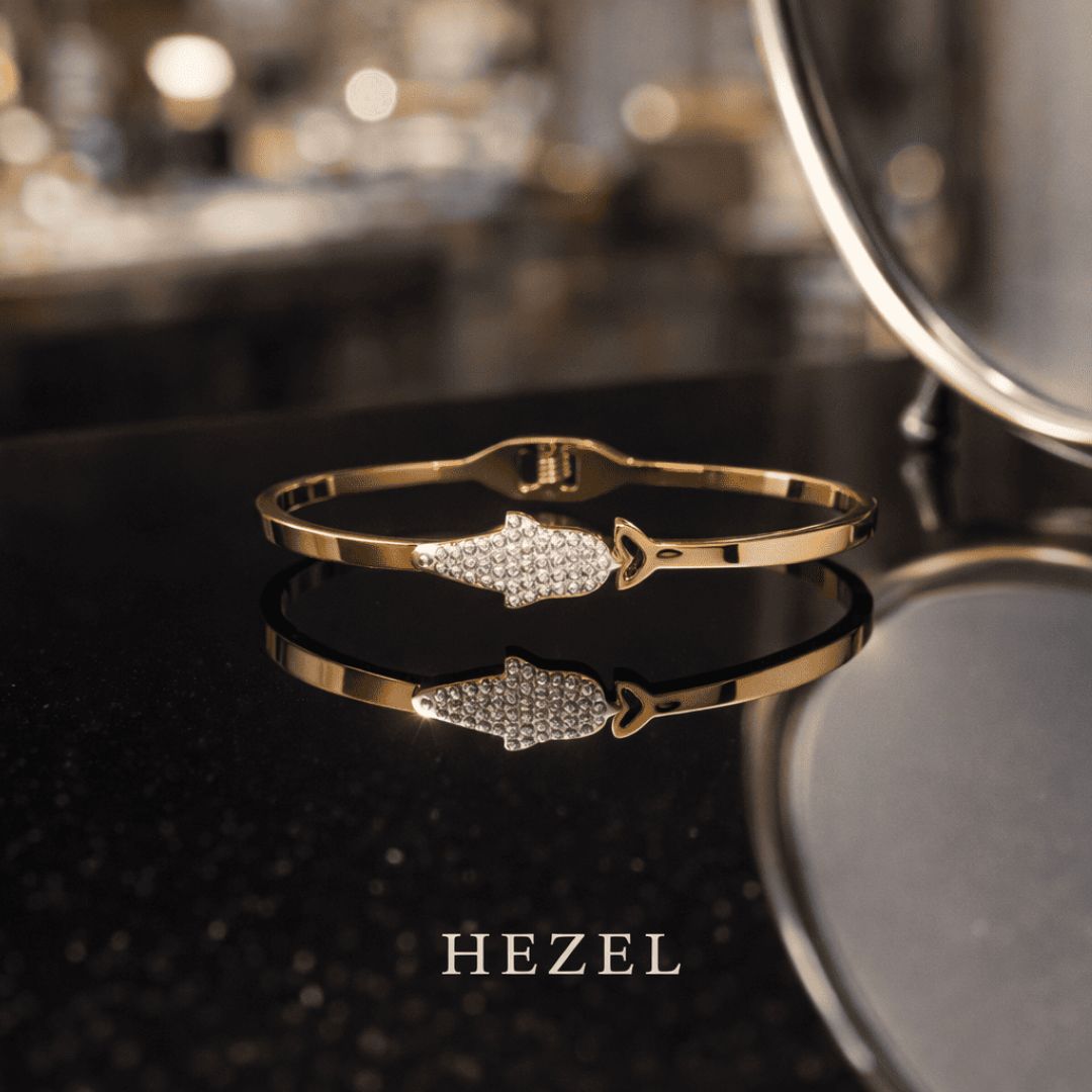 Crystal Leaf Gold-Tone Open Cuff Bracelet