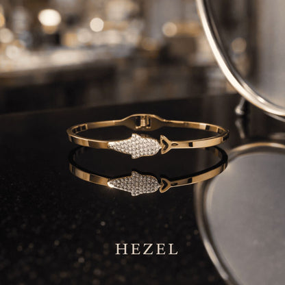 Crystal Leaf Gold-Tone Open Cuff Bracelet