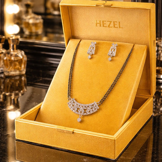 Regal Crescent Oxidized Silver Mangalsutra Set