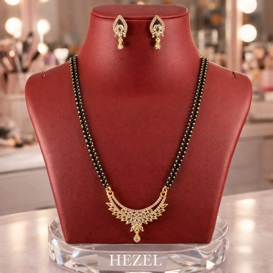 Classic Black Bead Gold-Tone Mangalsutra Set
