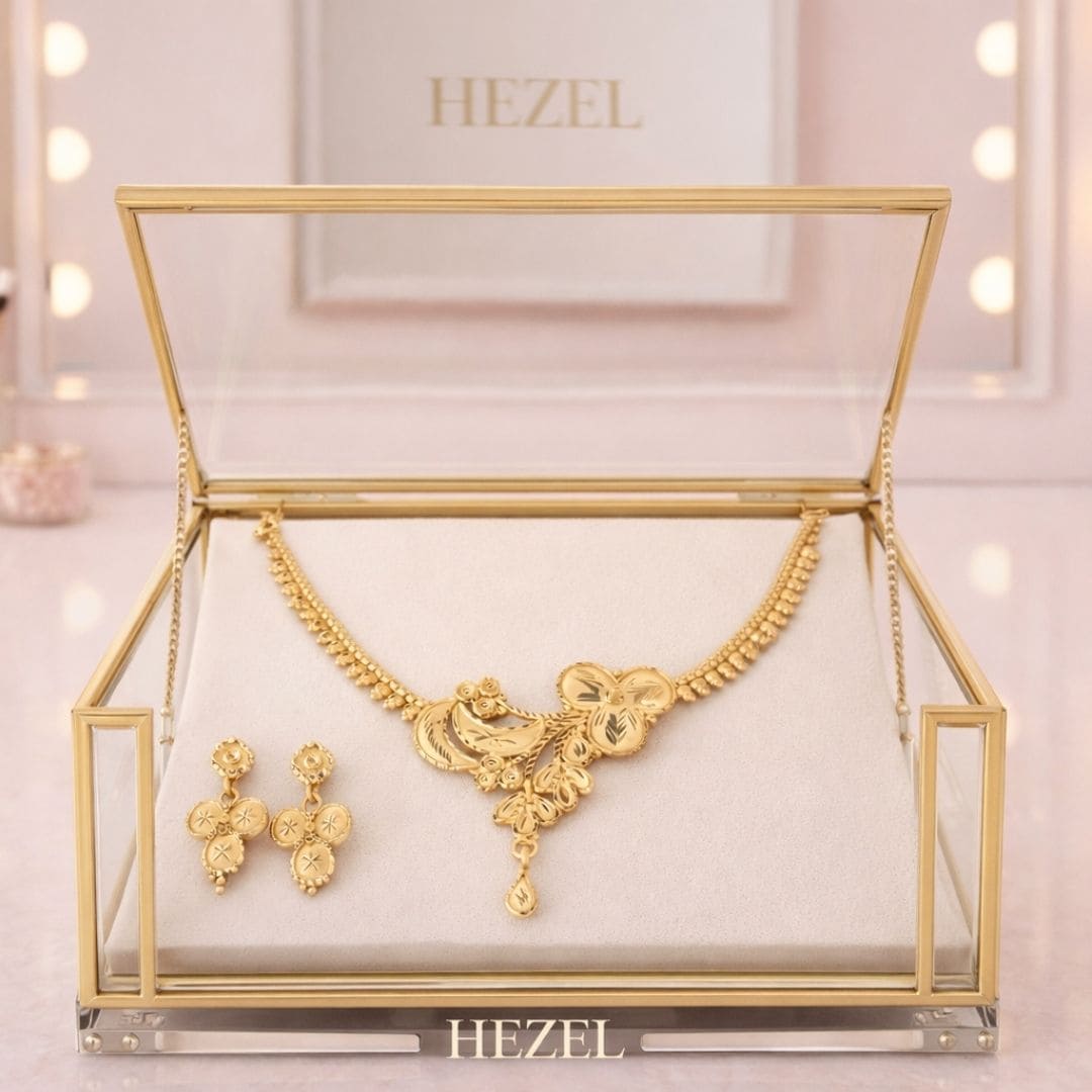 Blossom Crest Gold Necklace Set