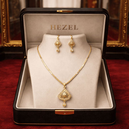 Traditional Gold-Tone Temple Pendant Necklace Set