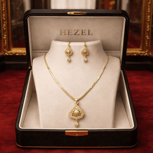 Traditional Gold-Tone Temple Pendant Necklace Set