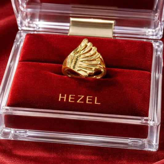Golden Wave Textured Statement Ring