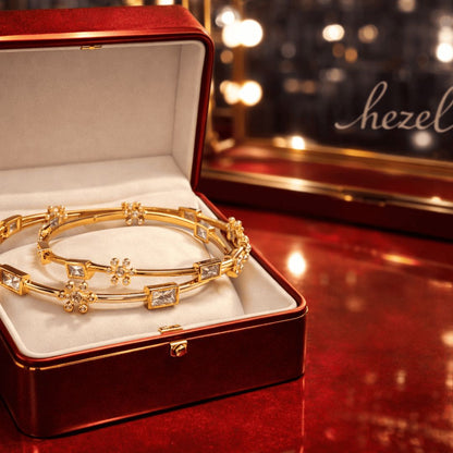 Floral Gold-Tone Bangle Bracelet Set