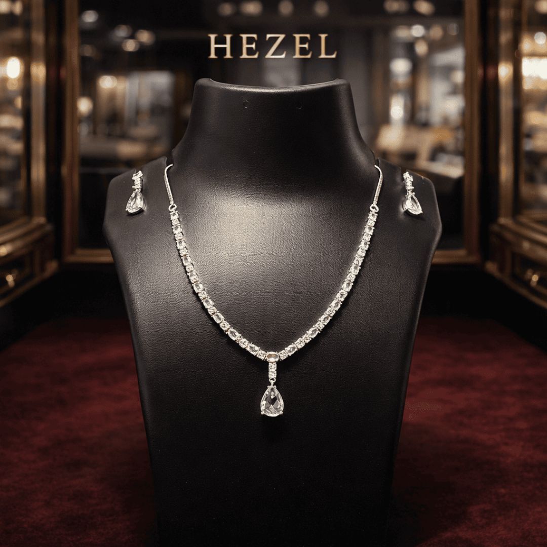Elegant Crystal Drop Necklace Set
