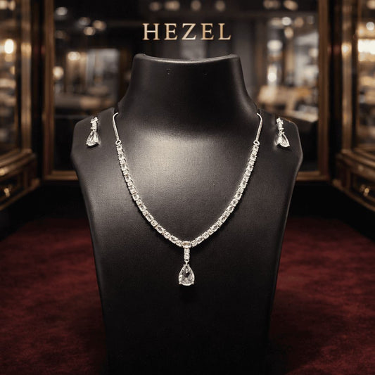 Elegant Crystal Drop Necklace Set