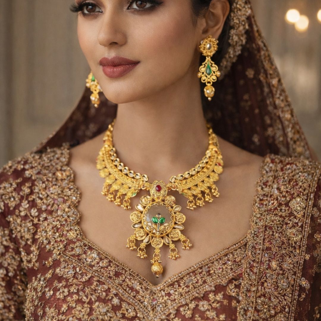 Noor-E-Mehfil Gold Necklace Set
