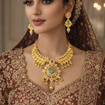 Noor-E-Mehfil Gold Necklace Set