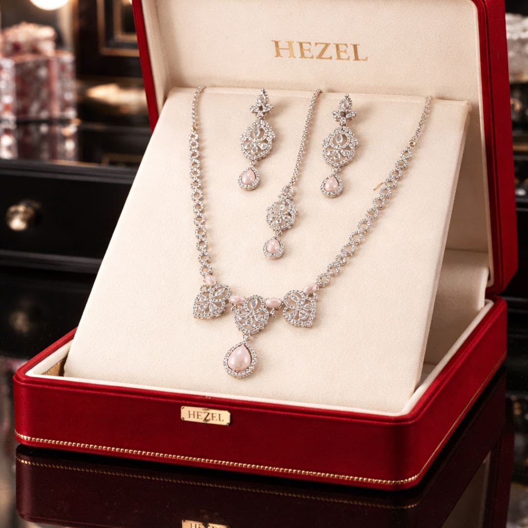 Classic Silver Tear-Drop Necklace Set