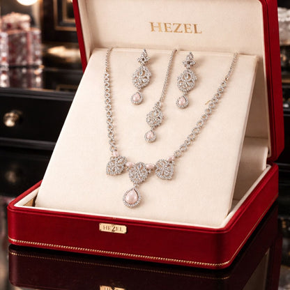 Classic Silver Tear-Drop Necklace Set