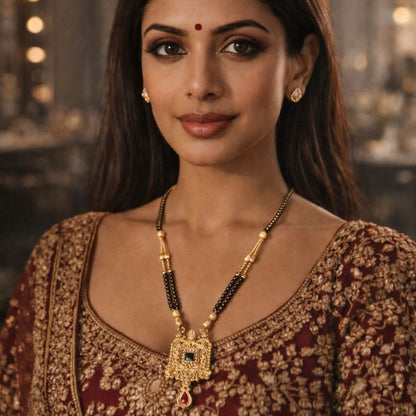 HEZEL elegant mangalsutra enhancing traditional bridal look with luxurious craftsmanship.