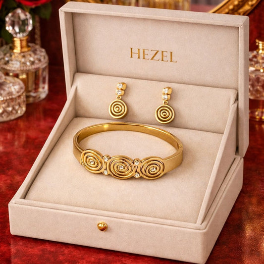 Golden Spiral Kada & Earring Set