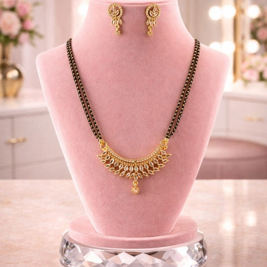 Elegant Curved Gold-Tone Mangalsutra Set