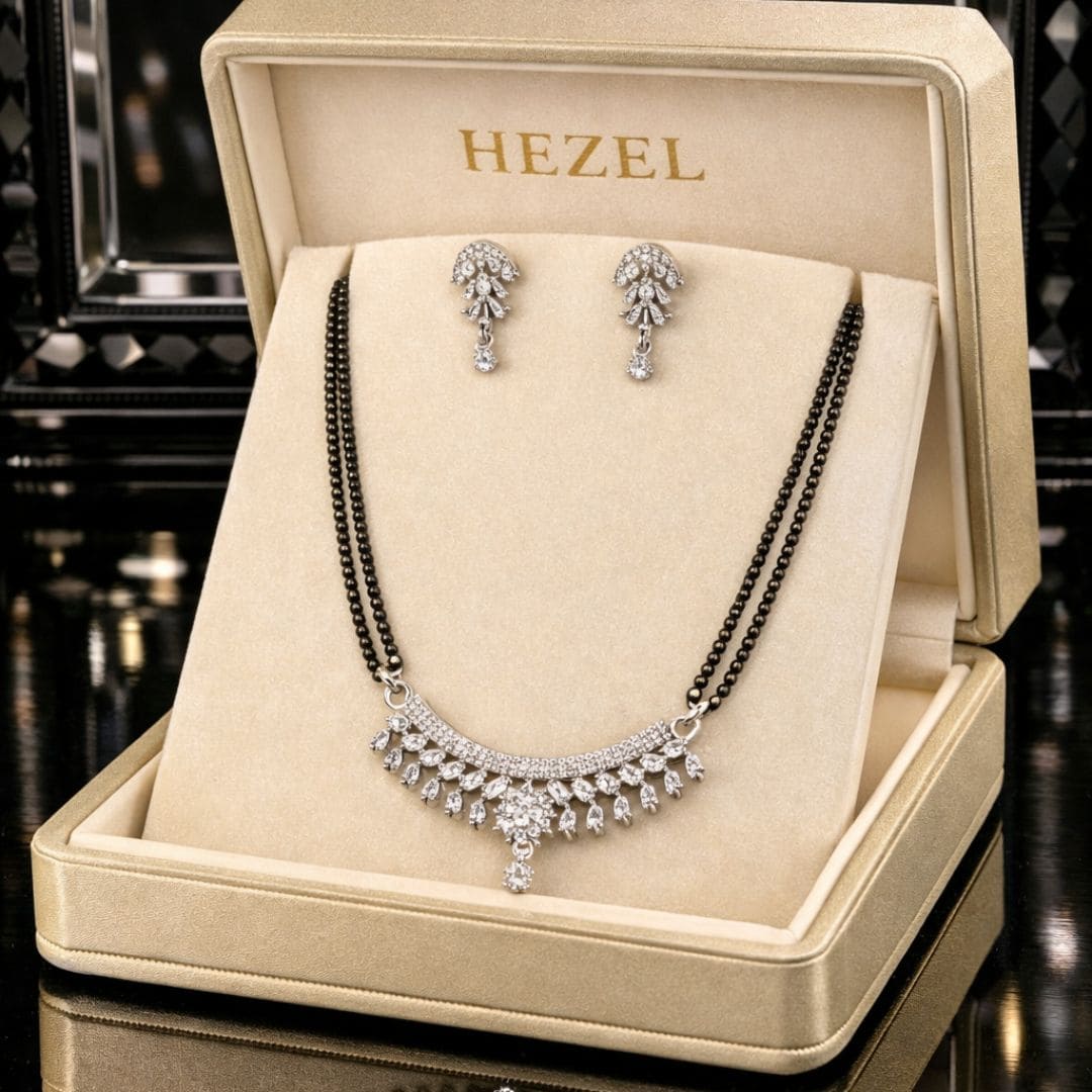 Imperial Sparkle Silver Mangalsutra Set