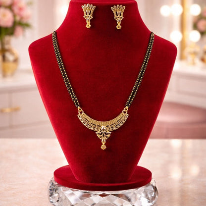 Traditional Curved Gold-Tone Mangalsutra Set