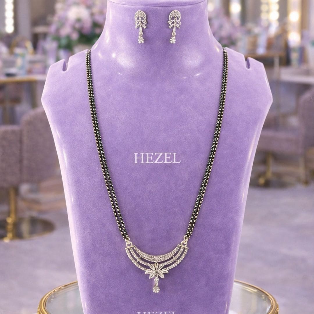 Winged Grace Silver Mangalsutra Set