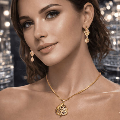 Traditional Gold-Tone Pendant Necklace Set