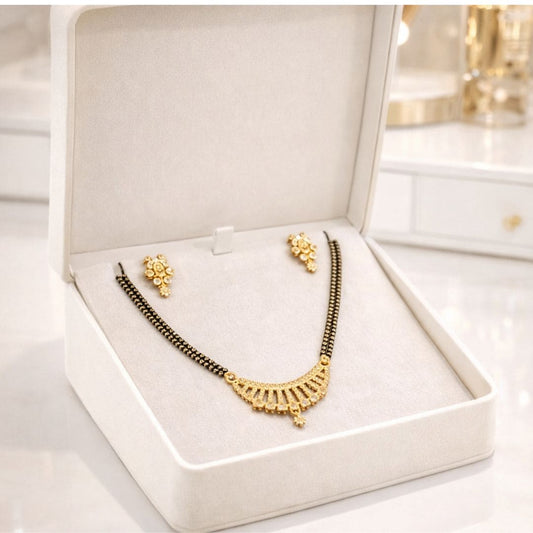 Elegant  Mangalsutra Gold-Plated Necklace Set